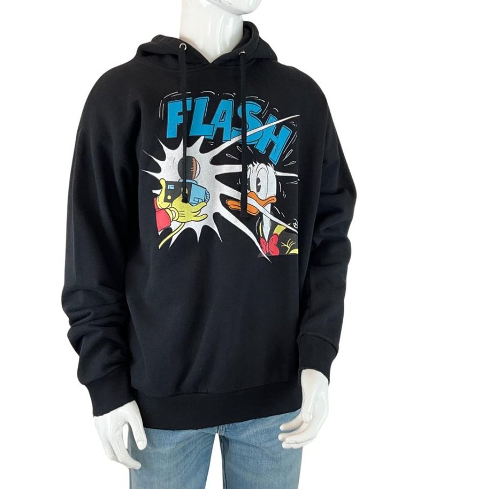 Gucci Men’s Sweatshirt Hoodie Disney Donald Duck Graphic Print Black Sz S